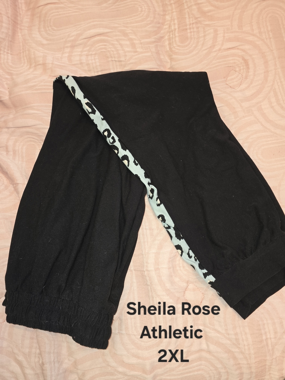 Black Athletic Bottoms with Leopard Trim